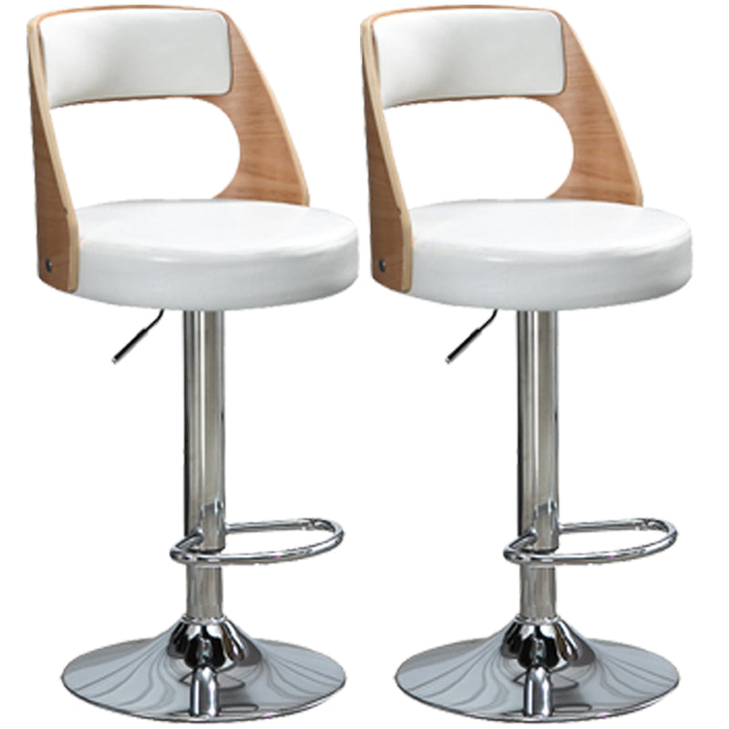 Industrial Style Bar-stool Metal Leg Round Seat Adjustable Stool for Counter Bar White 2 Piece Set Clearhalo 'Bar Furniture' 'Bar Stools' 'bar_stools' 'furn' 'furn_bar_stools' 'furniture_bar_stools' 'Kitchen & Dining Furniture' 'kitchen&dining_furn' 'kitchen' 'kitchen_furn' Furniture' 4555906