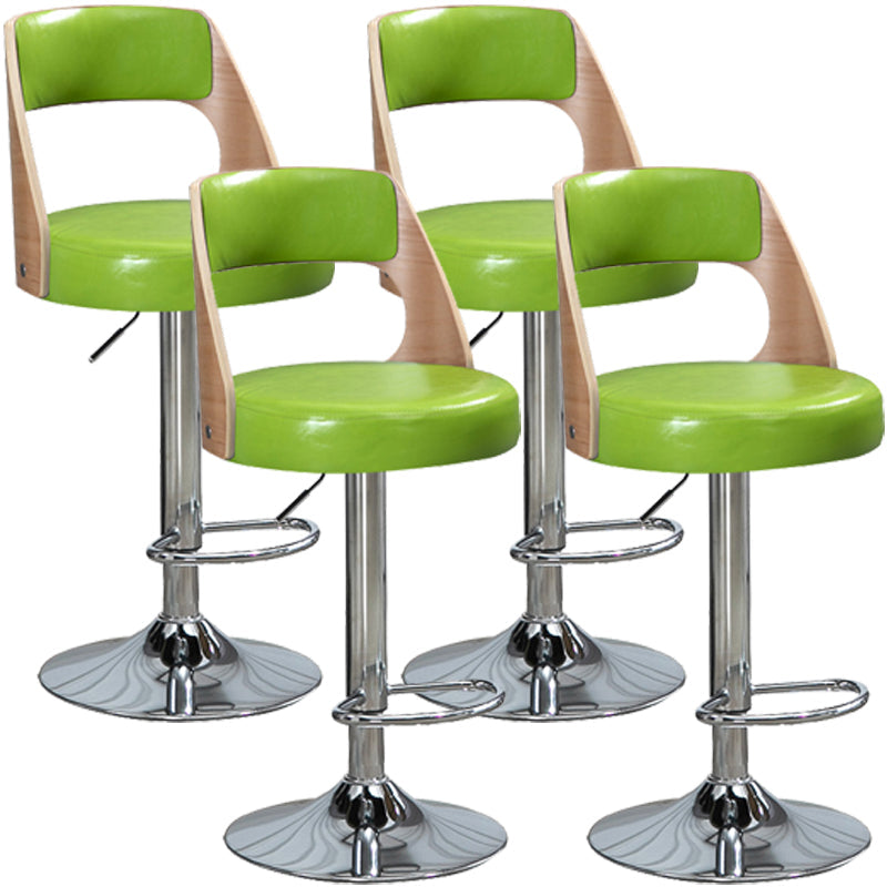 Industrial Style Bar-stool Metal Leg Round Seat Adjustable Stool for Counter Bar Green 4 Piece Set Clearhalo 'Bar Furniture' 'Bar Stools' 'bar_stools' 'furn' 'furn_bar_stools' 'furniture_bar_stools' 'Kitchen & Dining Furniture' 'kitchen&dining_furn' 'kitchen' 'kitchen_furn' Furniture' 4555907