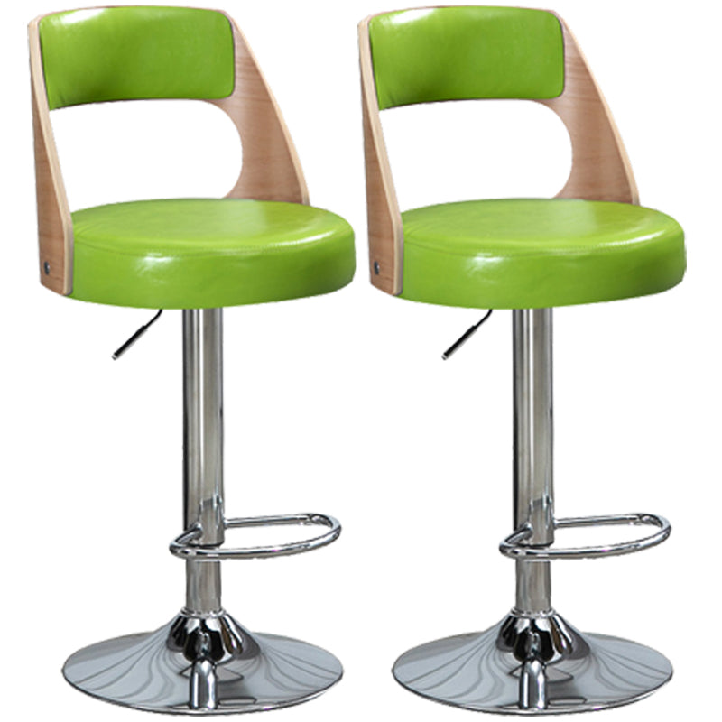 Industrial Style Bar-stool Metal Leg Round Seat Adjustable Stool for Counter Bar Green 2 Piece Set Clearhalo 'Bar Furniture' 'Bar Stools' 'bar_stools' 'furn' 'furn_bar_stools' 'furniture_bar_stools' 'Kitchen & Dining Furniture' 'kitchen&dining_furn' 'kitchen' 'kitchen_furn' Furniture' 4555909