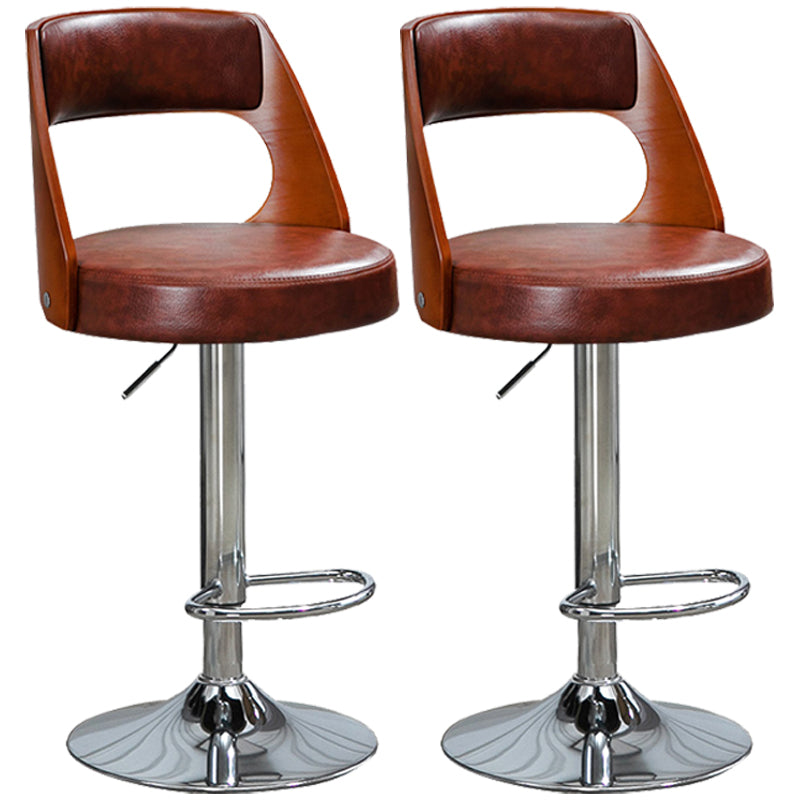 Industrial Style Bar-stool Metal Leg Round Seat Adjustable Stool for Counter Bar Brown 2 Piece Set Clearhalo 'Bar Furniture' 'Bar Stools' 'bar_stools' 'furn' 'furn_bar_stools' 'furniture_bar_stools' 'Kitchen & Dining Furniture' 'kitchen&dining_furn' 'kitchen' 'kitchen_furn' Furniture' 4555912