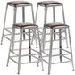 Modern Armless Counter Stool Iron Restaurant Bar Stool with Leather Cushion and Pedal Backless 4 Piece Set Counter Stool(26"H) Clearhalo 'Bar Furniture' 'Bar Stools' 'bar_stools' 'furn' 'furn_bar_stools' 'furniture_bar_stools' 'Kitchen & Dining Furniture' 'kitchen&dining_furn' 'kitchen' 'kitchen_furn' Furniture' 4555921