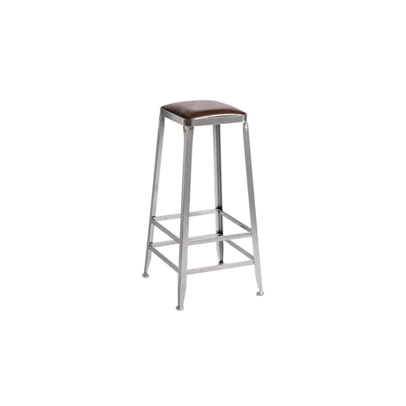 Modern Armless Counter Stool Iron Restaurant Bar Stool with Leather Cushion and Pedal Backless 1 Piece Bar Stool(31"H) Clearhalo 'Bar Furniture' 'Bar Stools' 'bar_stools' 'furn' 'furn_bar_stools' 'furniture_bar_stools' 'Kitchen & Dining Furniture' 'kitchen&dining_furn' 'kitchen' 'kitchen_furn' Furniture' 4555932