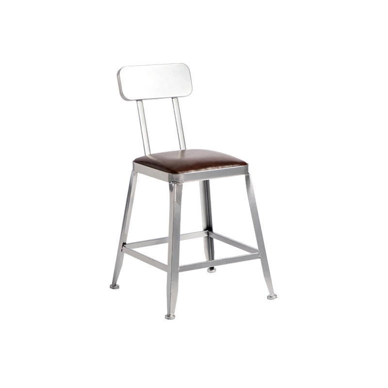 Modern Armless Counter Stool Iron Restaurant Bar Stool with Leather Cushion and Pedal With Back 1 Piece Short Stool(18"H) Clearhalo 'Bar Furniture' 'Bar Stools' 'bar_stools' 'furn' 'furn_bar_stools' 'furniture_bar_stools' 'Kitchen & Dining Furniture' 'kitchen&dining_furn' 'kitchen' 'kitchen_furn' Furniture' 4555935
