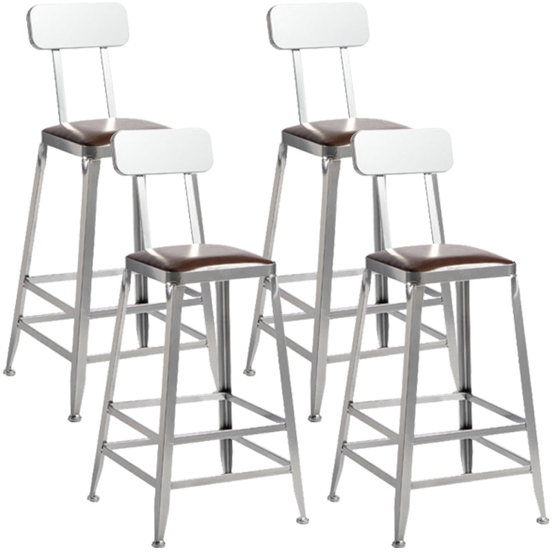 Modern Armless Counter Stool Iron Restaurant Bar Stool with Leather Cushion and Pedal With Back 4 Piece Set Counter Stool(26"H) Clearhalo 'Bar Furniture' 'Bar Stools' 'bar_stools' 'furn' 'furn_bar_stools' 'furniture_bar_stools' 'Kitchen & Dining Furniture' 'kitchen&dining_furn' 'kitchen' 'kitchen_furn' Furniture' 4555937