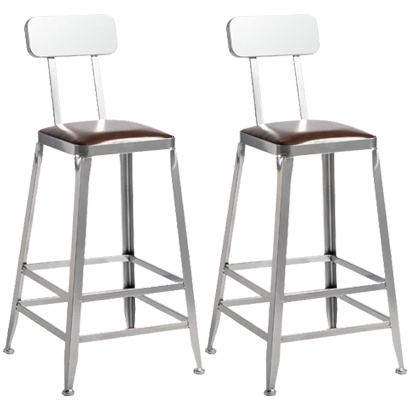 Modern Armless Counter Stool Iron Restaurant Bar Stool with Leather Cushion and Pedal With Back 2 Piece Set Counter Stool(26"H) Clearhalo 'Bar Furniture' 'Bar Stools' 'bar_stools' 'furn' 'furn_bar_stools' 'furniture_bar_stools' 'Kitchen & Dining Furniture' 'kitchen&dining_furn' 'kitchen' 'kitchen_furn' Furniture' 4555939