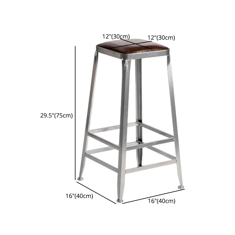 Modern Armless Counter Stool Iron Restaurant Bar Stool with Leather Cushion and Pedal Clearhalo 'Bar Furniture' 'Bar Stools' 'bar_stools' 'furn' 'furn_bar_stools' 'furniture_bar_stools' 'Kitchen & Dining Furniture' 'kitchen&dining_furn' 'kitchen' 'kitchen_furn' Furniture' 4555951