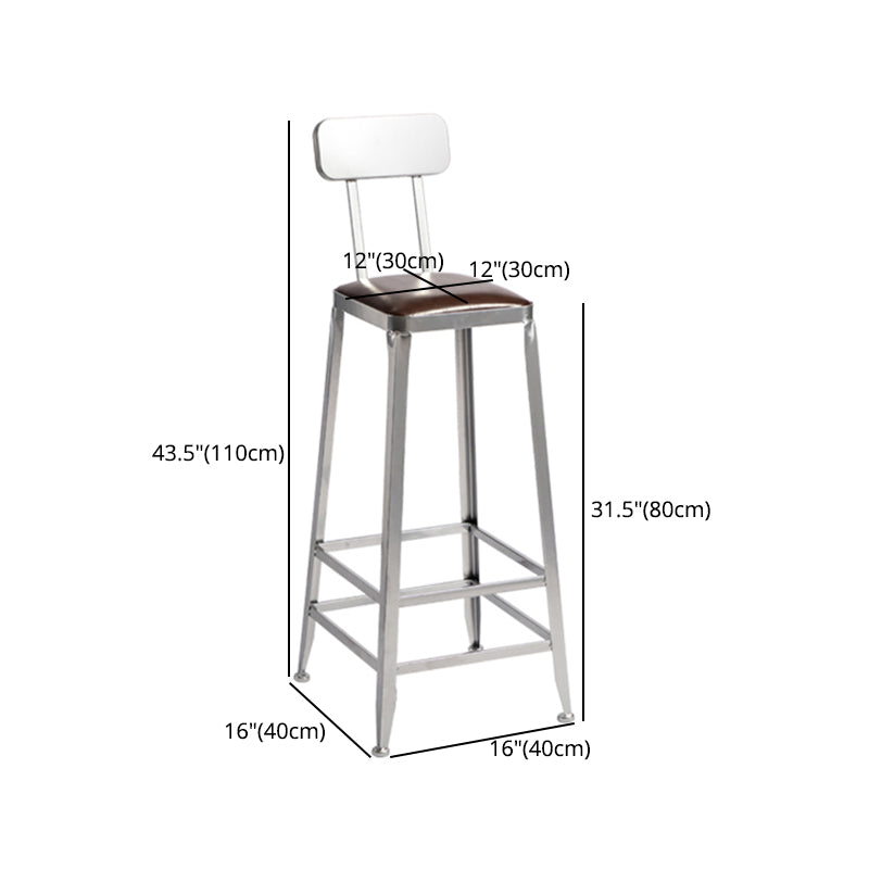 Modern Armless Counter Stool Iron Restaurant Bar Stool with Leather Cushion and Pedal Clearhalo 'Bar Furniture' 'Bar Stools' 'bar_stools' 'furn' 'furn_bar_stools' 'furniture_bar_stools' 'Kitchen & Dining Furniture' 'kitchen&dining_furn' 'kitchen' 'kitchen_furn' Furniture' 4555952