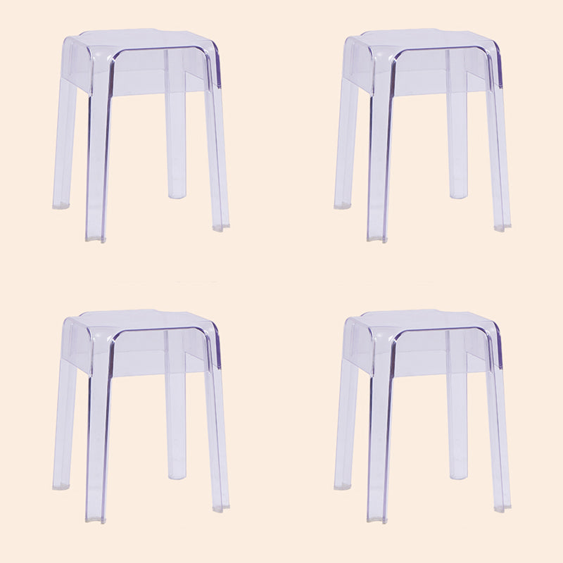 Modern Armless Backless Counter Stool Plastic Milk Tea Shop Bar Stool with Plastic Seat Clear 4 Piece Set Short Stool(18"H) Clearhalo 'Bar Furniture' 'Bar Stools' 'bar_stools' 'furn' 'furn_bar_stools' 'furniture_bar_stools' 'Kitchen & Dining Furniture' 'kitchen&dining_furn' 'kitchen' 'kitchen_furn' Furniture' 4555982