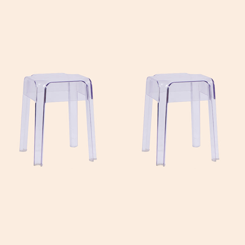 Modern Armless Backless Counter Stool Plastic Milk Tea Shop Bar Stool with Plastic Seat Clear 2 Piece Set Short Stool(18"H) Clearhalo 'Bar Furniture' 'Bar Stools' 'bar_stools' 'furn' 'furn_bar_stools' 'furniture_bar_stools' 'Kitchen & Dining Furniture' 'kitchen&dining_furn' 'kitchen' 'kitchen_furn' Furniture' 4555985