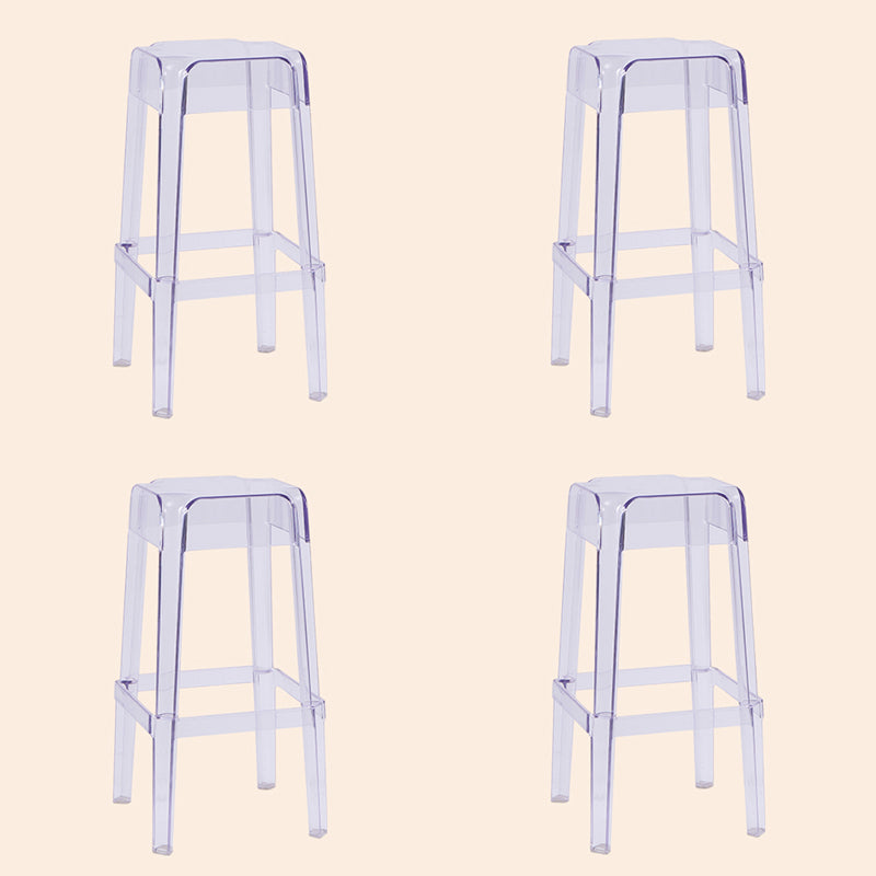 Modern Armless Backless Counter Stool Plastic Milk Tea Shop Bar Stool with Plastic Seat Clear 4 Piece Set Bar Stool(30"H) Clearhalo 'Bar Furniture' 'Bar Stools' 'bar_stools' 'furn' 'furn_bar_stools' 'furniture_bar_stools' 'Kitchen & Dining Furniture' 'kitchen&dining_furn' 'kitchen' 'kitchen_furn' Furniture' 4555987
