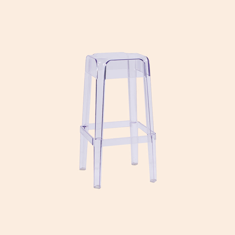 Modern Armless Backless Counter Stool Plastic Milk Tea Shop Bar Stool with Plastic Seat Clear 1 Piece Bar Stool(30"H) Clearhalo 'Bar Furniture' 'Bar Stools' 'bar_stools' 'furn' 'furn_bar_stools' 'furniture_bar_stools' 'Kitchen & Dining Furniture' 'kitchen&dining_furn' 'kitchen' 'kitchen_furn' Furniture' 4555989
