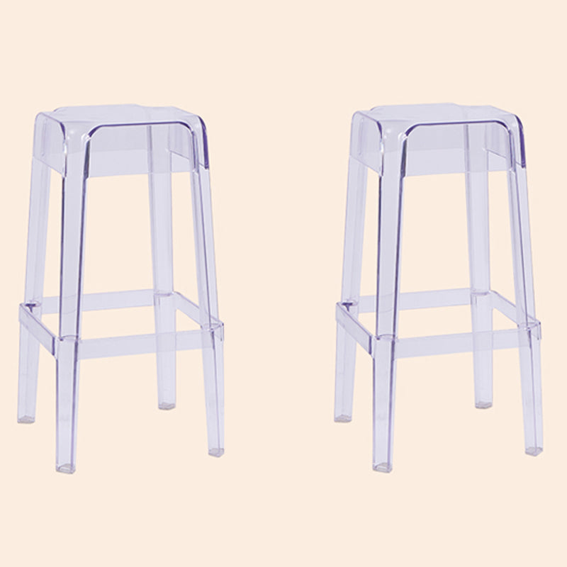 Modern Armless Backless Counter Stool Plastic Milk Tea Shop Bar Stool with Plastic Seat Clear 2 Piece Set Bar Stool(30"H) Clearhalo 'Bar Furniture' 'Bar Stools' 'bar_stools' 'furn' 'furn_bar_stools' 'furniture_bar_stools' 'Kitchen & Dining Furniture' 'kitchen&dining_furn' 'kitchen' 'kitchen_furn' Furniture' 4555992