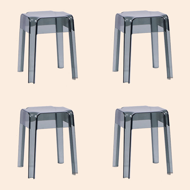 Modern Armless Backless Counter Stool Plastic Milk Tea Shop Bar Stool with Plastic Seat Smoke Gray 4 Piece Set Short Stool(18"H) Clearhalo 'Bar Furniture' 'Bar Stools' 'bar_stools' 'furn' 'furn_bar_stools' 'furniture_bar_stools' 'Kitchen & Dining Furniture' 'kitchen&dining_furn' 'kitchen' 'kitchen_furn' Furniture' 4555994