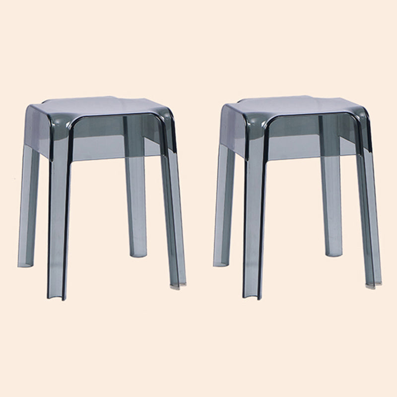 Modern Armless Backless Counter Stool Plastic Milk Tea Shop Bar Stool with Plastic Seat Smoke Gray 2 Piece Set Short Stool(18"H) Clearhalo 'Bar Furniture' 'Bar Stools' 'bar_stools' 'furn' 'furn_bar_stools' 'furniture_bar_stools' 'Kitchen & Dining Furniture' 'kitchen&dining_furn' 'kitchen' 'kitchen_furn' Furniture' 4555998