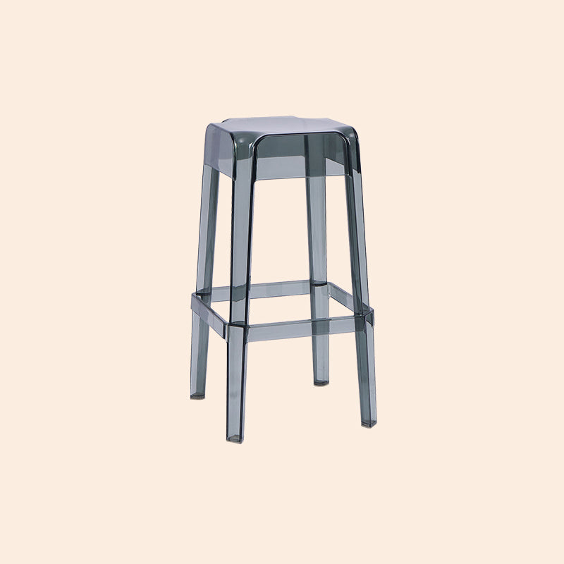 Modern Armless Backless Counter Stool Plastic Milk Tea Shop Bar Stool with Plastic Seat Smoke Gray 1 Piece Bar Stool(30"H) Clearhalo 'Bar Furniture' 'Bar Stools' 'bar_stools' 'furn' 'furn_bar_stools' 'furniture_bar_stools' 'Kitchen & Dining Furniture' 'kitchen&dining_furn' 'kitchen' 'kitchen_furn' Furniture' 4556001