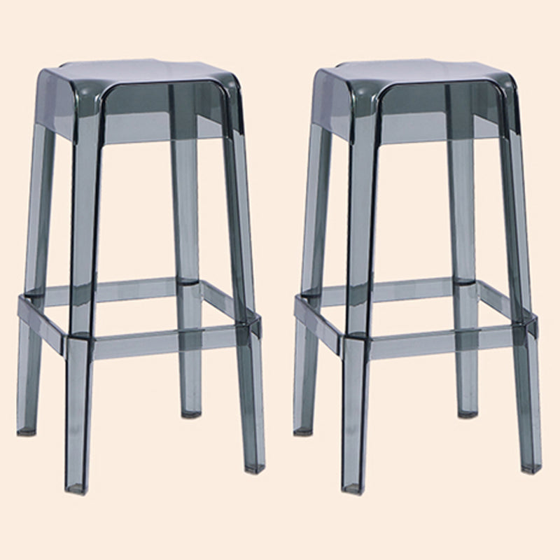 Modern Armless Backless Counter Stool Plastic Milk Tea Shop Bar Stool with Plastic Seat Smoke Gray 2 Piece Set Bar Stool(30"H) Clearhalo 'Bar Furniture' 'Bar Stools' 'bar_stools' 'furn' 'furn_bar_stools' 'furniture_bar_stools' 'Kitchen & Dining Furniture' 'kitchen&dining_furn' 'kitchen' 'kitchen_furn' Furniture' 4556002