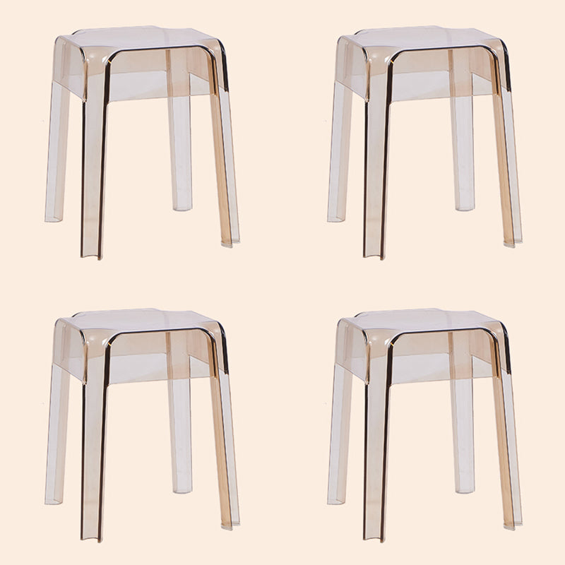 Modern Armless Backless Counter Stool Plastic Milk Tea Shop Bar Stool with Plastic Seat Amber 4 Piece Set Short Stool(18"H) Clearhalo 'Bar Furniture' 'Bar Stools' 'bar_stools' 'furn' 'furn_bar_stools' 'furniture_bar_stools' 'Kitchen & Dining Furniture' 'kitchen&dining_furn' 'kitchen' 'kitchen_furn' Furniture' 4556003