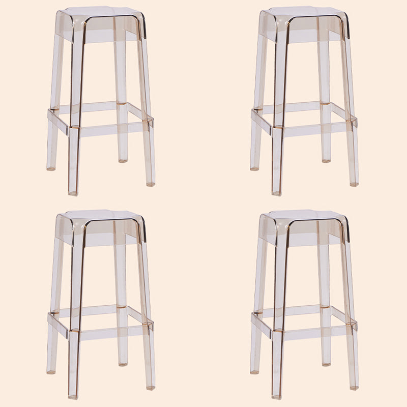 Modern Armless Backless Counter Stool Plastic Milk Tea Shop Bar Stool with Plastic Seat Amber 4 Piece Set Bar Stool(30"H) Clearhalo 'Bar Furniture' 'Bar Stools' 'bar_stools' 'furn' 'furn_bar_stools' 'furniture_bar_stools' 'Kitchen & Dining Furniture' 'kitchen&dining_furn' 'kitchen' 'kitchen_furn' Furniture' 4556006
