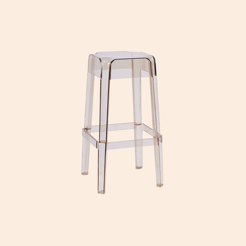 Modern Armless Backless Counter Stool Plastic Milk Tea Shop Bar Stool with Plastic Seat Amber 1 Piece Bar Stool(30"H) Clearhalo 'Bar Furniture' 'Bar Stools' 'bar_stools' 'furn' 'furn_bar_stools' 'furniture_bar_stools' 'Kitchen & Dining Furniture' 'kitchen&dining_furn' 'kitchen' 'kitchen_furn' Furniture' 4556007