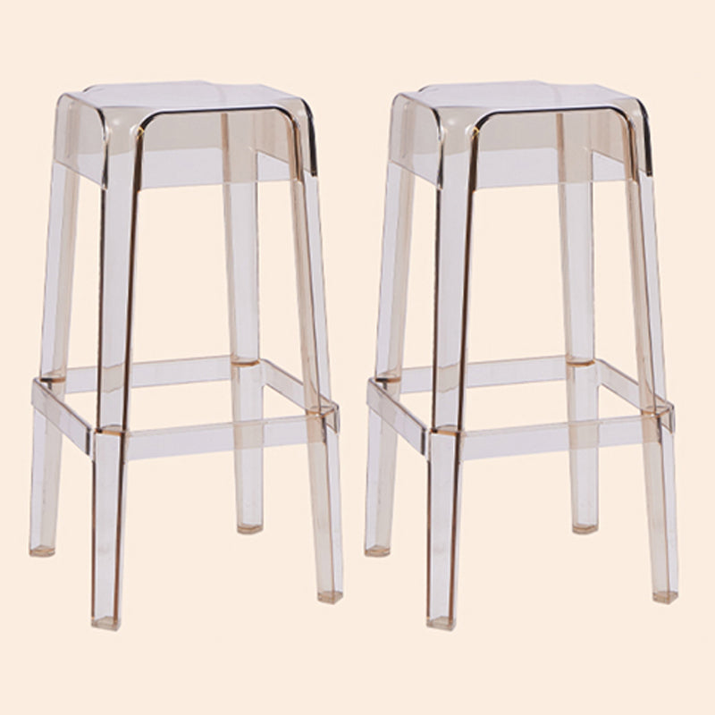 Modern Armless Backless Counter Stool Plastic Milk Tea Shop Bar Stool with Plastic Seat Amber 2 Piece Set Bar Stool(30"H) Clearhalo 'Bar Furniture' 'Bar Stools' 'bar_stools' 'furn' 'furn_bar_stools' 'furniture_bar_stools' 'Kitchen & Dining Furniture' 'kitchen&dining_furn' 'kitchen' 'kitchen_furn' Furniture' 4556008