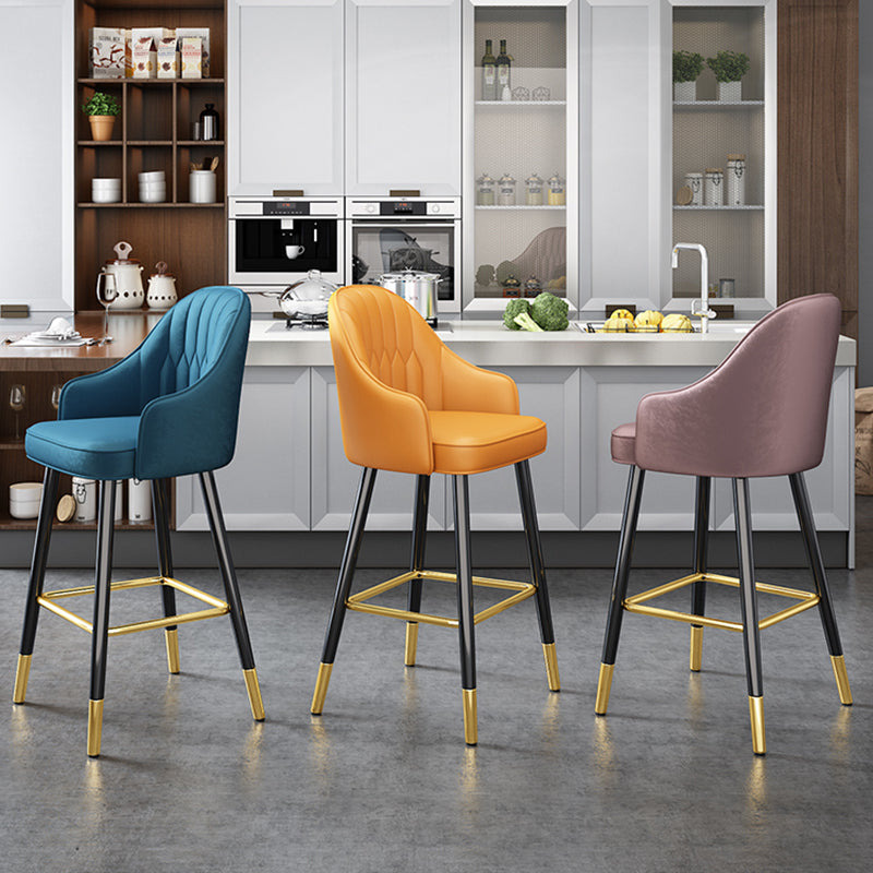 Scandinavia Style Bar-stool Metal Legs Leather Bucket Seat for Kitchen Bar Clearhalo 'Bar Furniture' 'Bar Stools' 'bar_stools' 'furn' 'furn_bar_stools' 'furniture_bar_stools' 'Kitchen & Dining Furniture' 'kitchen&dining_furn' 'kitchen' 'kitchen_furn' Furniture' 4556042