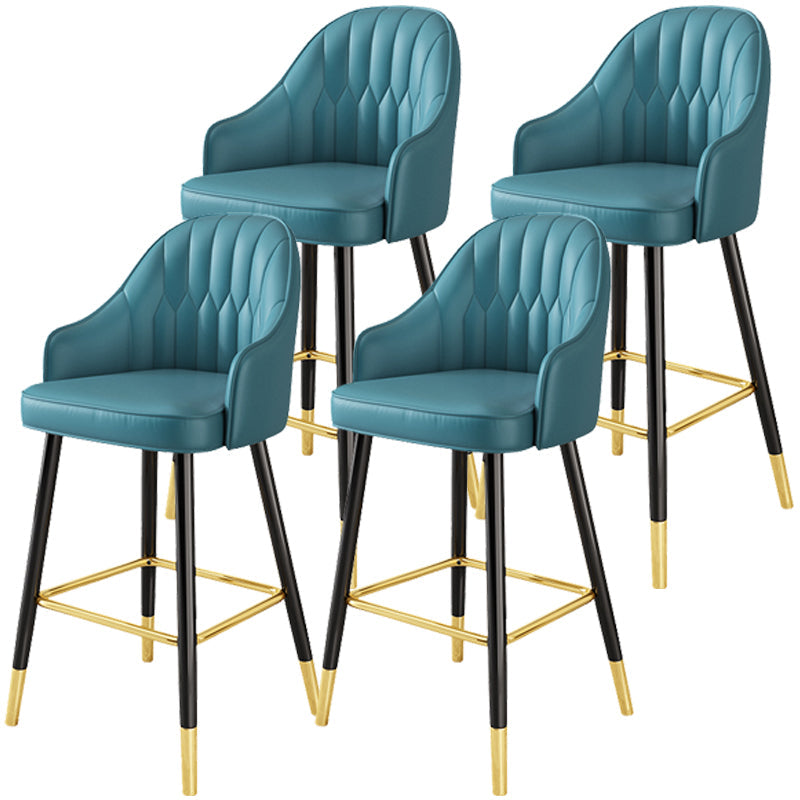 Scandinavia Style Bar-stool Metal Legs Leather Bucket Seat for Kitchen Bar Blue 4 Piece Set Clearhalo 'Bar Furniture' 'Bar Stools' 'bar_stools' 'furn' 'furn_bar_stools' 'furniture_bar_stools' 'Kitchen & Dining Furniture' 'kitchen&dining_furn' 'kitchen' 'kitchen_furn' Furniture' 4556043