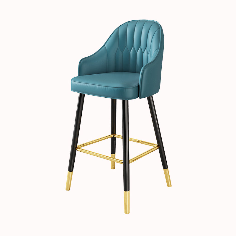 Scandinavia Style Bar-stool Metal Legs Leather Bucket Seat for Kitchen Bar Blue 1 Piece Clearhalo 'Bar Furniture' 'Bar Stools' 'bar_stools' 'furn' 'furn_bar_stools' 'furniture_bar_stools' 'Kitchen & Dining Furniture' 'kitchen&dining_furn' 'kitchen' 'kitchen_furn' Furniture' 4556044