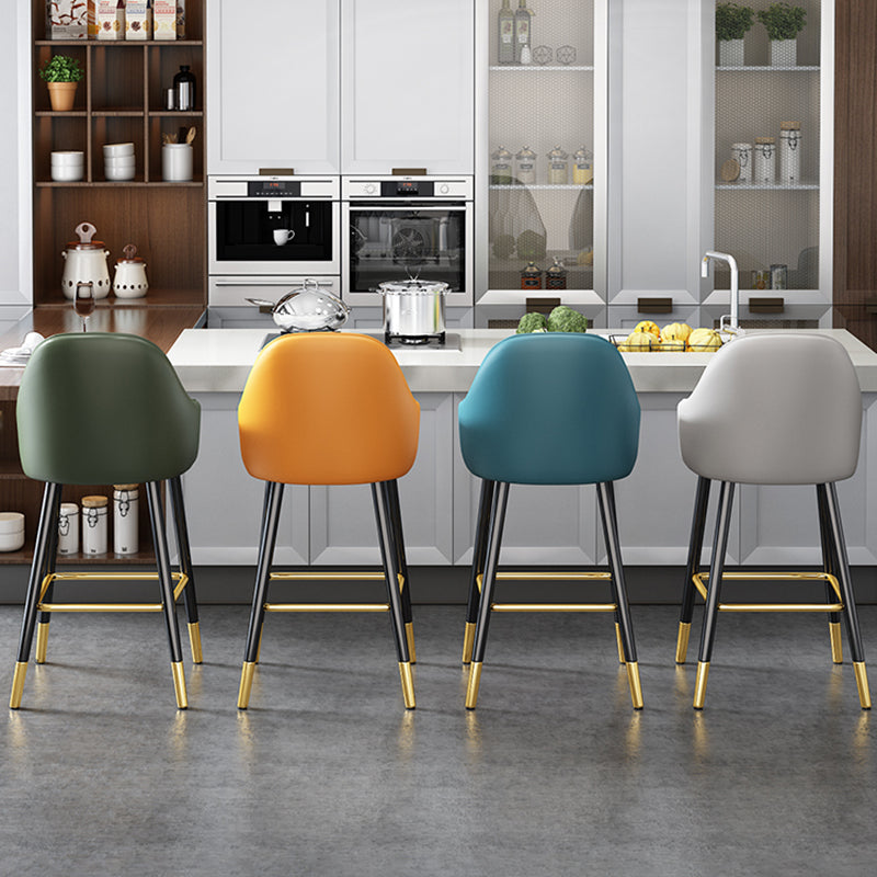 Scandinavia Style Bar-stool Metal Legs Leather Bucket Seat for Kitchen Bar Clearhalo 'Bar Furniture' 'Bar Stools' 'bar_stools' 'furn' 'furn_bar_stools' 'furniture_bar_stools' 'Kitchen & Dining Furniture' 'kitchen&dining_furn' 'kitchen' 'kitchen_furn' Furniture' 4556045