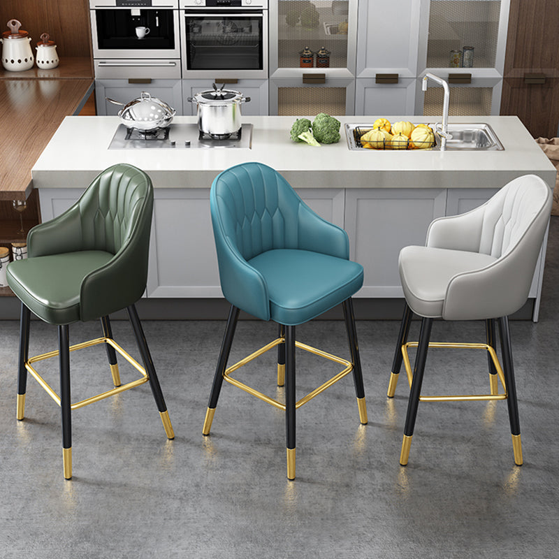 Scandinavia Style Bar-stool Metal Legs Leather Bucket Seat for Kitchen Bar Clearhalo 'Bar Furniture' 'Bar Stools' 'bar_stools' 'furn' 'furn_bar_stools' 'furniture_bar_stools' 'Kitchen & Dining Furniture' 'kitchen&dining_furn' 'kitchen' 'kitchen_furn' Furniture' 4556047