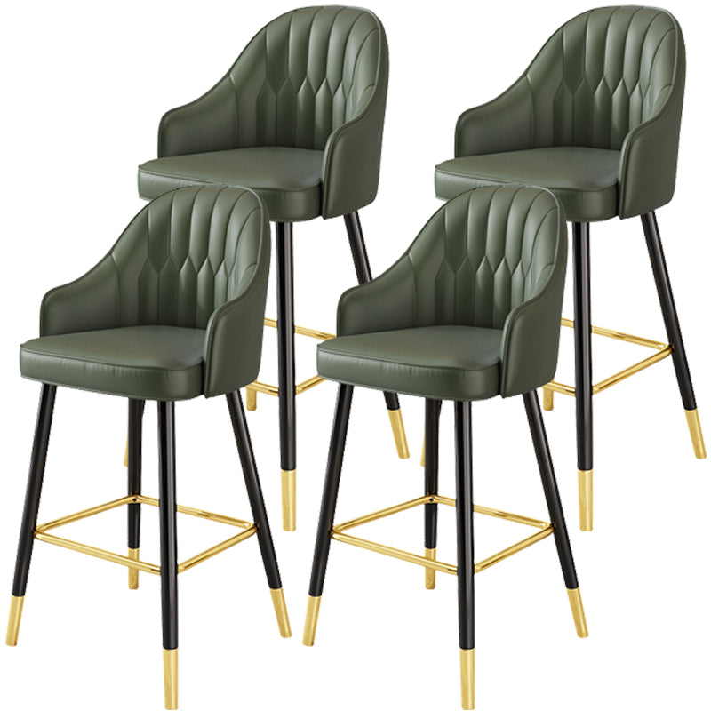 Scandinavia Style Bar-stool Metal Legs Leather Bucket Seat for Kitchen Bar Green 4 Piece Set Clearhalo 'Bar Furniture' 'Bar Stools' 'bar_stools' 'furn' 'furn_bar_stools' 'furniture_bar_stools' 'Kitchen & Dining Furniture' 'kitchen&dining_furn' 'kitchen' 'kitchen_furn' Furniture' 4556048