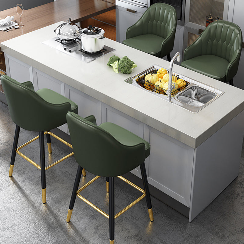 Scandinavia Style Bar-stool Metal Legs Leather Bucket Seat for Kitchen Bar Clearhalo 'Bar Furniture' 'Bar Stools' 'bar_stools' 'furn' 'furn_bar_stools' 'furniture_bar_stools' 'Kitchen & Dining Furniture' 'kitchen&dining_furn' 'kitchen' 'kitchen_furn' Furniture' 4556049