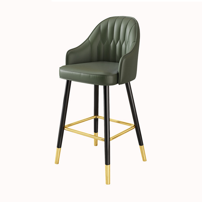 Scandinavia Style Bar-stool Metal Legs Leather Bucket Seat for Kitchen Bar Green 1 Piece Clearhalo 'Bar Furniture' 'Bar Stools' 'bar_stools' 'furn' 'furn_bar_stools' 'furniture_bar_stools' 'Kitchen & Dining Furniture' 'kitchen&dining_furn' 'kitchen' 'kitchen_furn' Furniture' 4556051
