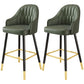 Scandinavia Style Bar-stool Metal Legs Leather Bucket Seat for Kitchen Bar Green 2 Piece Set Clearhalo 'Bar Furniture' 'Bar Stools' 'bar_stools' 'furn' 'furn_bar_stools' 'furniture_bar_stools' 'Kitchen & Dining Furniture' 'kitchen&dining_furn' 'kitchen' 'kitchen_furn' Furniture' 4556053
