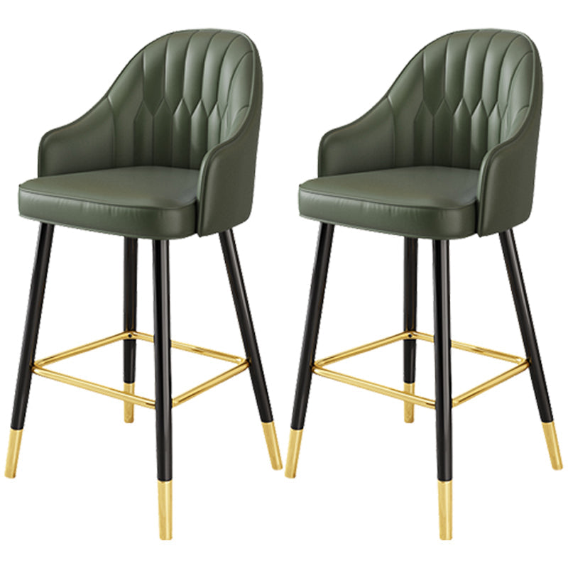 Scandinavia Style Bar-stool Metal Legs Leather Bucket Seat for Kitchen Bar Green 2 Piece Set Clearhalo 'Bar Furniture' 'Bar Stools' 'bar_stools' 'furn' 'furn_bar_stools' 'furniture_bar_stools' 'Kitchen & Dining Furniture' 'kitchen&dining_furn' 'kitchen' 'kitchen_furn' Furniture' 4556053