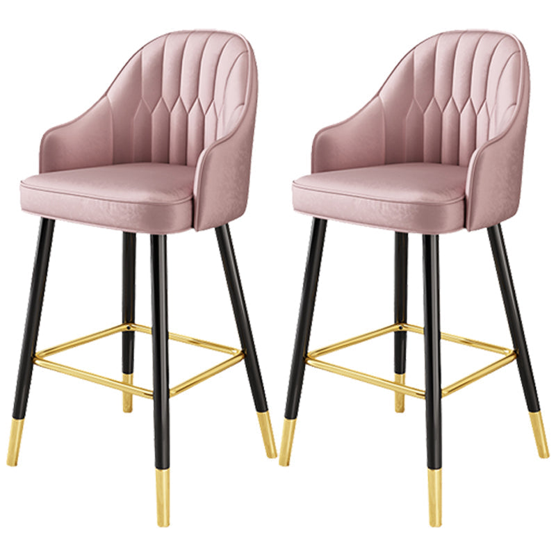Scandinavia Style Bar-stool Metal Legs Leather Bucket Seat for Kitchen Bar Red 2 Piece Set Clearhalo 'Bar Furniture' 'Bar Stools' 'bar_stools' 'furn' 'furn_bar_stools' 'furniture_bar_stools' 'Kitchen & Dining Furniture' 'kitchen&dining_furn' 'kitchen' 'kitchen_furn' Furniture' 4556058