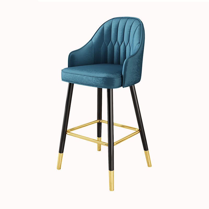 Scandinavia Style Bar-stool Metal Legs Leather Bucket Seat for Kitchen Bar Royal Blue 1 Piece Clearhalo 'Bar Furniture' 'Bar Stools' 'bar_stools' 'furn' 'furn_bar_stools' 'furniture_bar_stools' 'Kitchen & Dining Furniture' 'kitchen&dining_furn' 'kitchen' 'kitchen_furn' Furniture' 4556062