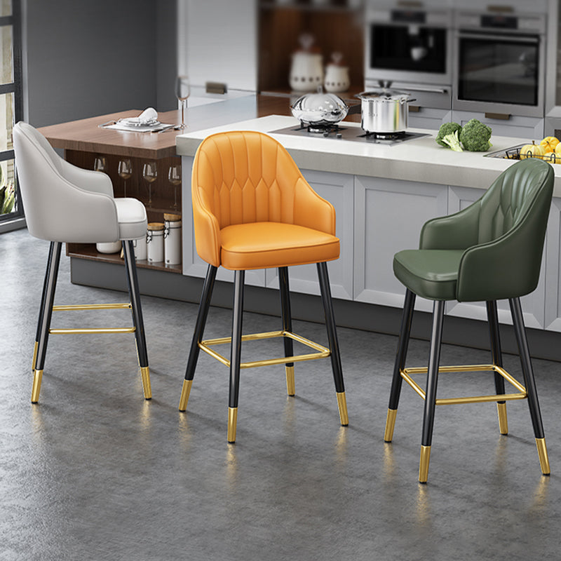 Scandinavia Style Bar-stool Metal Legs Leather Bucket Seat for Kitchen Bar Clearhalo 'Bar Furniture' 'Bar Stools' 'bar_stools' 'furn' 'furn_bar_stools' 'furniture_bar_stools' 'Kitchen & Dining Furniture' 'kitchen&dining_furn' 'kitchen' 'kitchen_furn' Furniture' 4556063