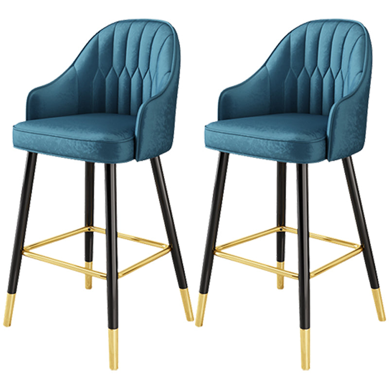 Scandinavia Style Bar-stool Metal Legs Leather Bucket Seat for Kitchen Bar Royal Blue 2 Piece Set Clearhalo 'Bar Furniture' 'Bar Stools' 'bar_stools' 'furn' 'furn_bar_stools' 'furniture_bar_stools' 'Kitchen & Dining Furniture' 'kitchen&dining_furn' 'kitchen' 'kitchen_furn' Furniture' 4556064