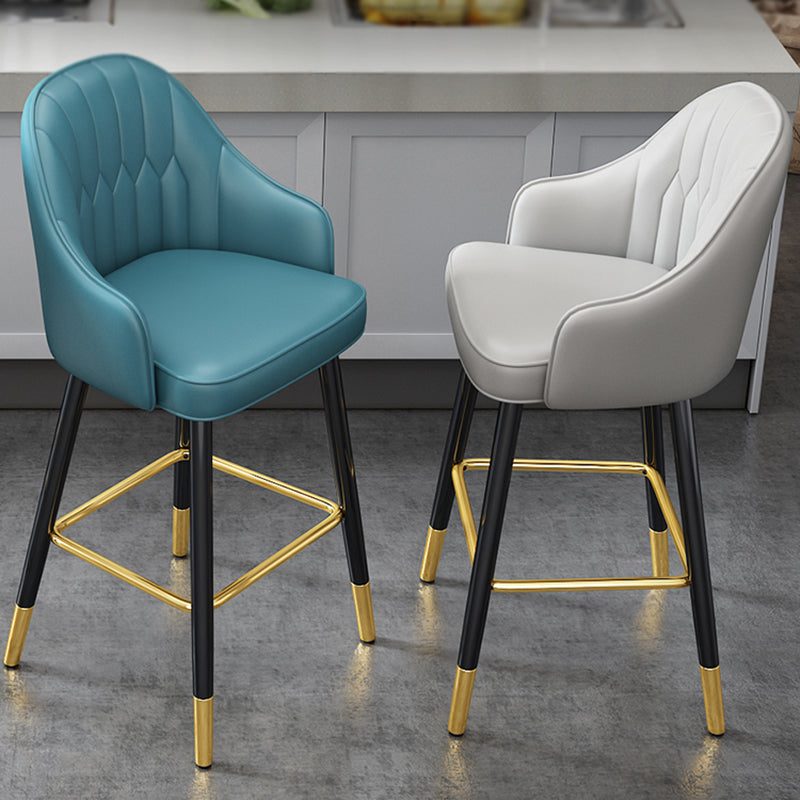 Scandinavia Style Bar-stool Metal Legs Leather Bucket Seat for Kitchen Bar Clearhalo 'Bar Furniture' 'Bar Stools' 'bar_stools' 'furn' 'furn_bar_stools' 'furniture_bar_stools' 'Kitchen & Dining Furniture' 'kitchen&dining_furn' 'kitchen' 'kitchen_furn' Furniture' 4556065