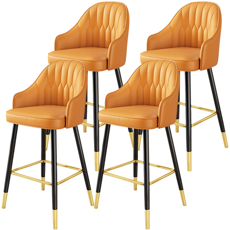 Scandinavia Style Bar-stool Metal Legs Leather Bucket Seat for Kitchen Bar Yellow 4 Piece Set Clearhalo 'Bar Furniture' 'Bar Stools' 'bar_stools' 'furn' 'furn_bar_stools' 'furniture_bar_stools' 'Kitchen & Dining Furniture' 'kitchen&dining_furn' 'kitchen' 'kitchen_furn' Furniture' 4556066