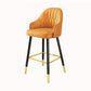 Scandinavia Style Bar-stool Metal Legs Leather Bucket Seat for Kitchen Bar Yellow 1 Piece Clearhalo 'Bar Furniture' 'Bar Stools' 'bar_stools' 'furn' 'furn_bar_stools' 'furniture_bar_stools' 'Kitchen & Dining Furniture' 'kitchen&dining_furn' 'kitchen' 'kitchen_furn' Furniture' 4556067