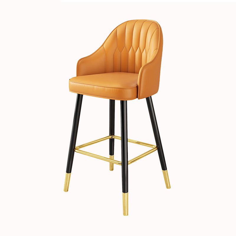 Scandinavia Style Bar-stool Metal Legs Leather Bucket Seat for Kitchen Bar Yellow 1 Piece Clearhalo 'Bar Furniture' 'Bar Stools' 'bar_stools' 'furn' 'furn_bar_stools' 'furniture_bar_stools' 'Kitchen & Dining Furniture' 'kitchen&dining_furn' 'kitchen' 'kitchen_furn' Furniture' 4556067