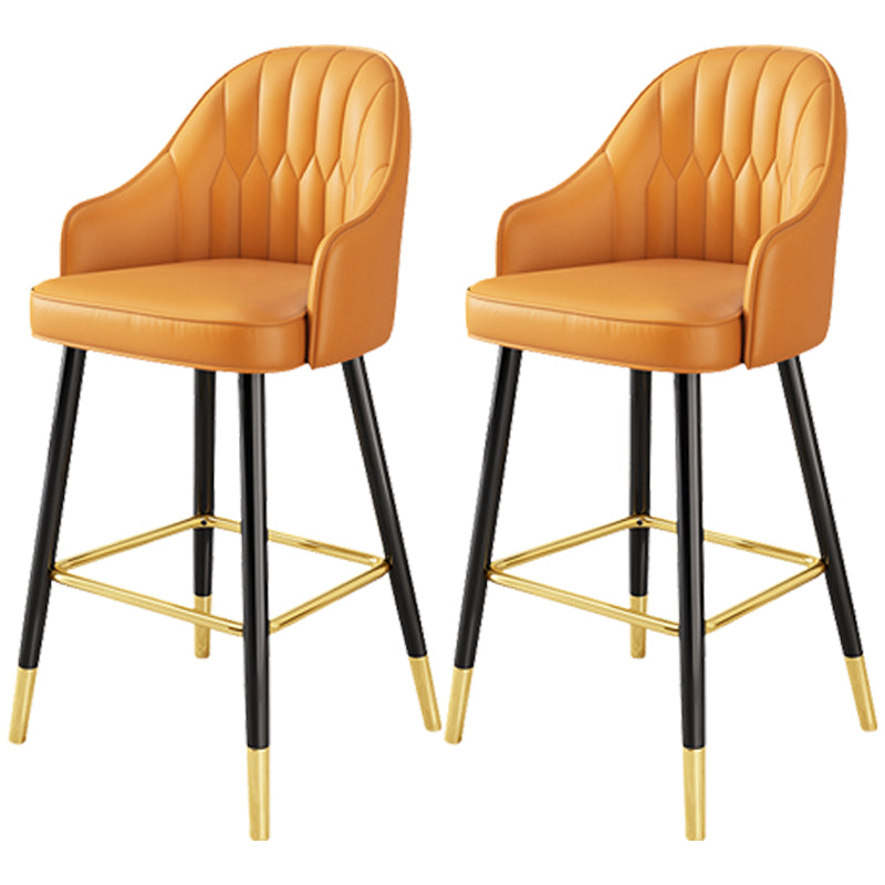 Scandinavia Style Bar-stool Metal Legs Leather Bucket Seat for Kitchen Bar Yellow 2 Piece Set Clearhalo 'Bar Furniture' 'Bar Stools' 'bar_stools' 'furn' 'furn_bar_stools' 'furniture_bar_stools' 'Kitchen & Dining Furniture' 'kitchen&dining_furn' 'kitchen' 'kitchen_furn' Furniture' 4556068