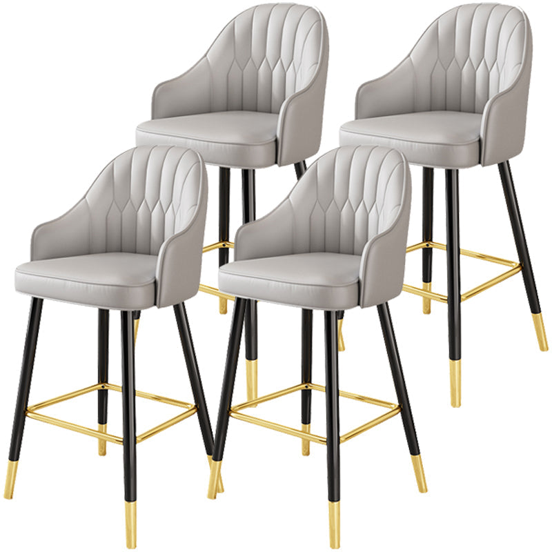 Scandinavia Style Bar-stool Metal Legs Leather Bucket Seat for Kitchen Bar Grey 4 Piece Set Clearhalo 'Bar Furniture' 'Bar Stools' 'bar_stools' 'furn' 'furn_bar_stools' 'furniture_bar_stools' 'Kitchen & Dining Furniture' 'kitchen&dining_furn' 'kitchen' 'kitchen_furn' Furniture' 4556069