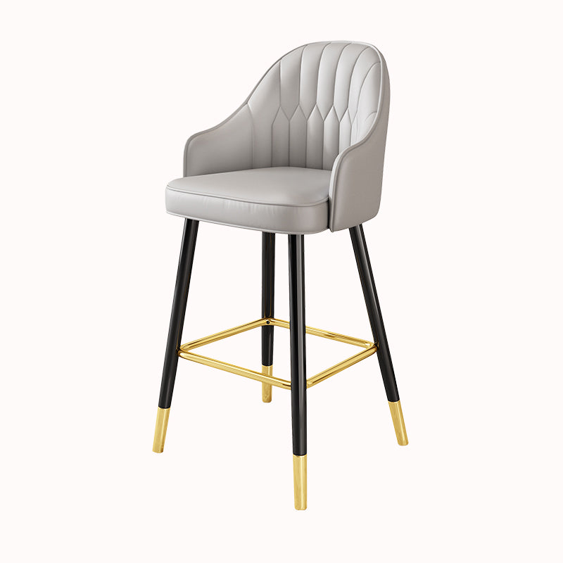 Scandinavia Style Bar-stool Metal Legs Leather Bucket Seat for Kitchen Bar Grey 1 Piece Clearhalo 'Bar Furniture' 'Bar Stools' 'bar_stools' 'furn' 'furn_bar_stools' 'furniture_bar_stools' 'Kitchen & Dining Furniture' 'kitchen&dining_furn' 'kitchen' 'kitchen_furn' Furniture' 4556070