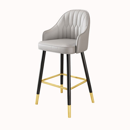 Scandinavia Style Bar-stool Metal Legs Leather Bucket Seat for Kitchen Bar Grey 1 Piece Clearhalo 'Bar Furniture' 'Bar Stools' 'bar_stools' 'furn' 'furn_bar_stools' 'furniture_bar_stools' 'Kitchen & Dining Furniture' 'kitchen&dining_furn' 'kitchen' 'kitchen_furn' Furniture' 4556070