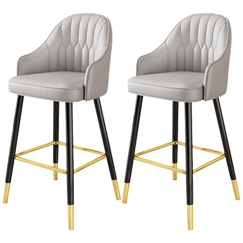 Scandinavia Style Bar-stool Metal Legs Leather Bucket Seat for Kitchen Bar Grey 2 Piece Set Clearhalo 'Bar Furniture' 'Bar Stools' 'bar_stools' 'furn' 'furn_bar_stools' 'furniture_bar_stools' 'Kitchen & Dining Furniture' 'kitchen&dining_furn' 'kitchen' 'kitchen_furn' Furniture' 4556071