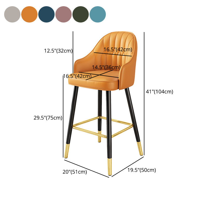 Scandinavia Style Bar-stool Metal Legs Leather Bucket Seat for Kitchen Bar Clearhalo 'Bar Furniture' 'Bar Stools' 'bar_stools' 'furn' 'furn_bar_stools' 'furniture_bar_stools' 'Kitchen & Dining Furniture' 'kitchen&dining_furn' 'kitchen' 'kitchen_furn' Furniture' 4556073