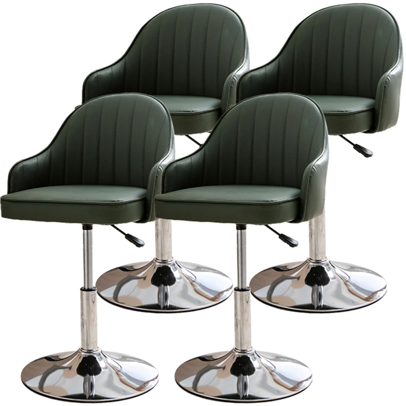 Modern Adjustable Rotatable Counter Stool Steel Cashier Bar Stool with Leather Cushion Blackish Green 4 Piece Set Short Stool(22"H) Clearhalo 'Bar Furniture' 'Bar Stools' 'bar_stools' 'furn' 'furn_bar_stools' 'furniture_bar_stools' 'Kitchen & Dining Furniture' 'kitchen&dining_furn' 'kitchen' 'kitchen_furn' Furniture' 4556093