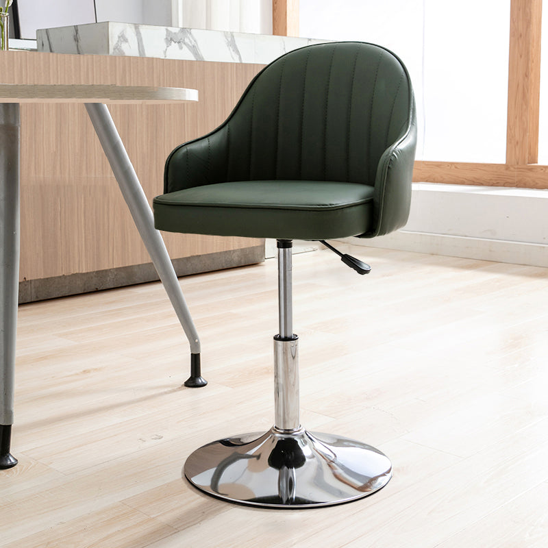 Modern Adjustable Rotatable Counter Stool Steel Cashier Bar Stool with Leather Cushion Blackish Green 1 Piece Short Stool(22"H) Clearhalo 'Bar Furniture' 'Bar Stools' 'bar_stools' 'furn' 'furn_bar_stools' 'furniture_bar_stools' 'Kitchen & Dining Furniture' 'kitchen&dining_furn' 'kitchen' 'kitchen_furn' Furniture' 4556094